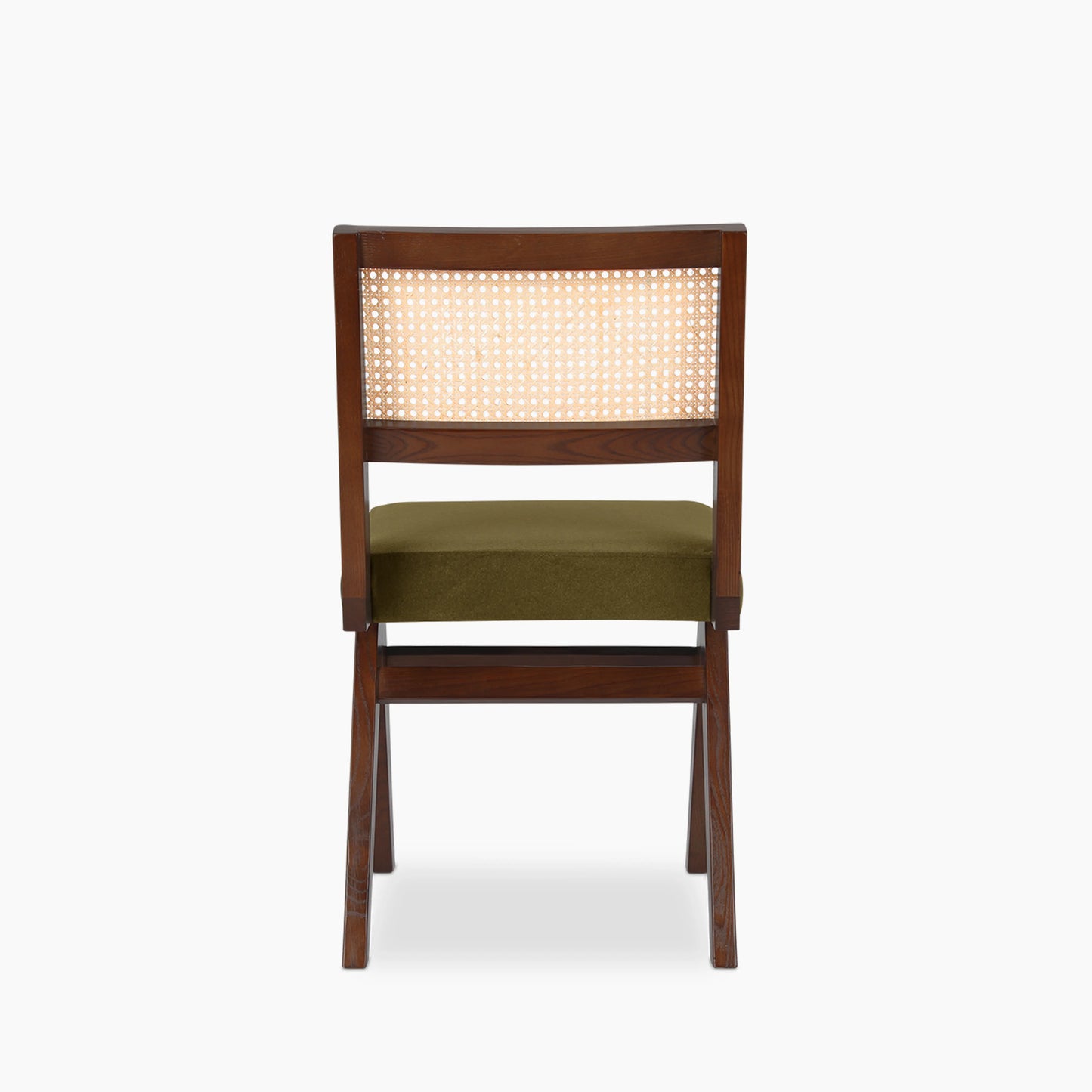 Cary Wooden Dining Chair | Moss Green Sustainable Mohair Velvet & Walnut