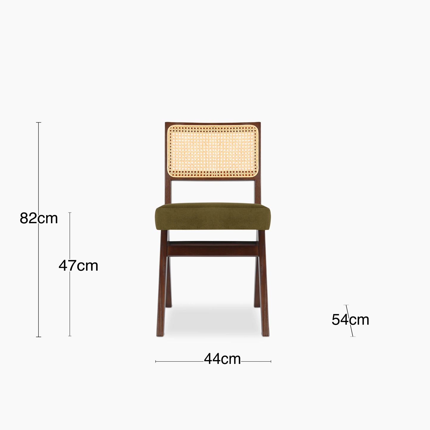 Cary Wooden Dining Chair | Moss Green Sustainable Mohair Velvet & Walnut