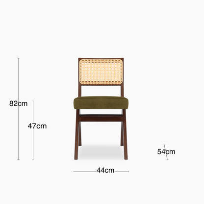 Cary Wooden Dining Chair | Moss Green Sustainable Mohair Velvet & Walnut