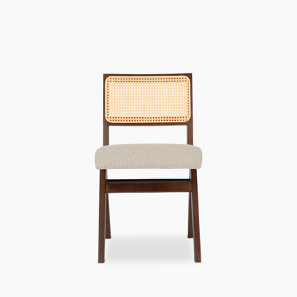 Cary Wooden Dining Chair | Speckled Stone Sustainable Boucle & Walnut