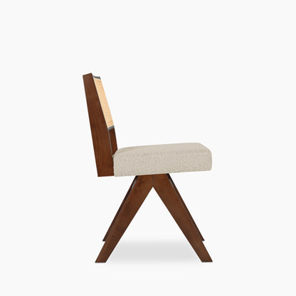Cary Wooden Dining Chair | Speckled Stone Sustainable Boucle & Walnut