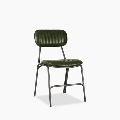 Boston Dining Chair | Dark Green Faux Leather & Gunmetal