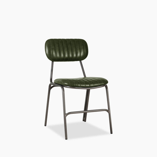 Boston Dining Chair | Dark Green Faux Leather & Gunmetal