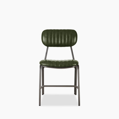 Boston Dining Chair | Dark Green Faux Leather & Gunmetal