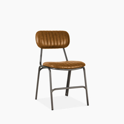 Boston Dining Chair | Tan Faux Leather & Gunmetal