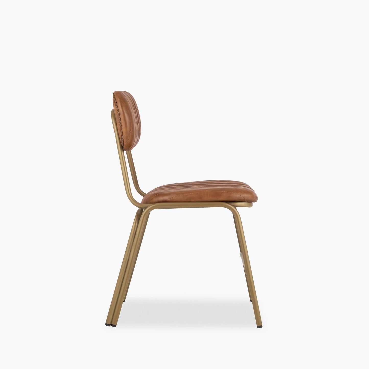 Boston Dining Chair | Vintage Tan Faux Leather & Brass