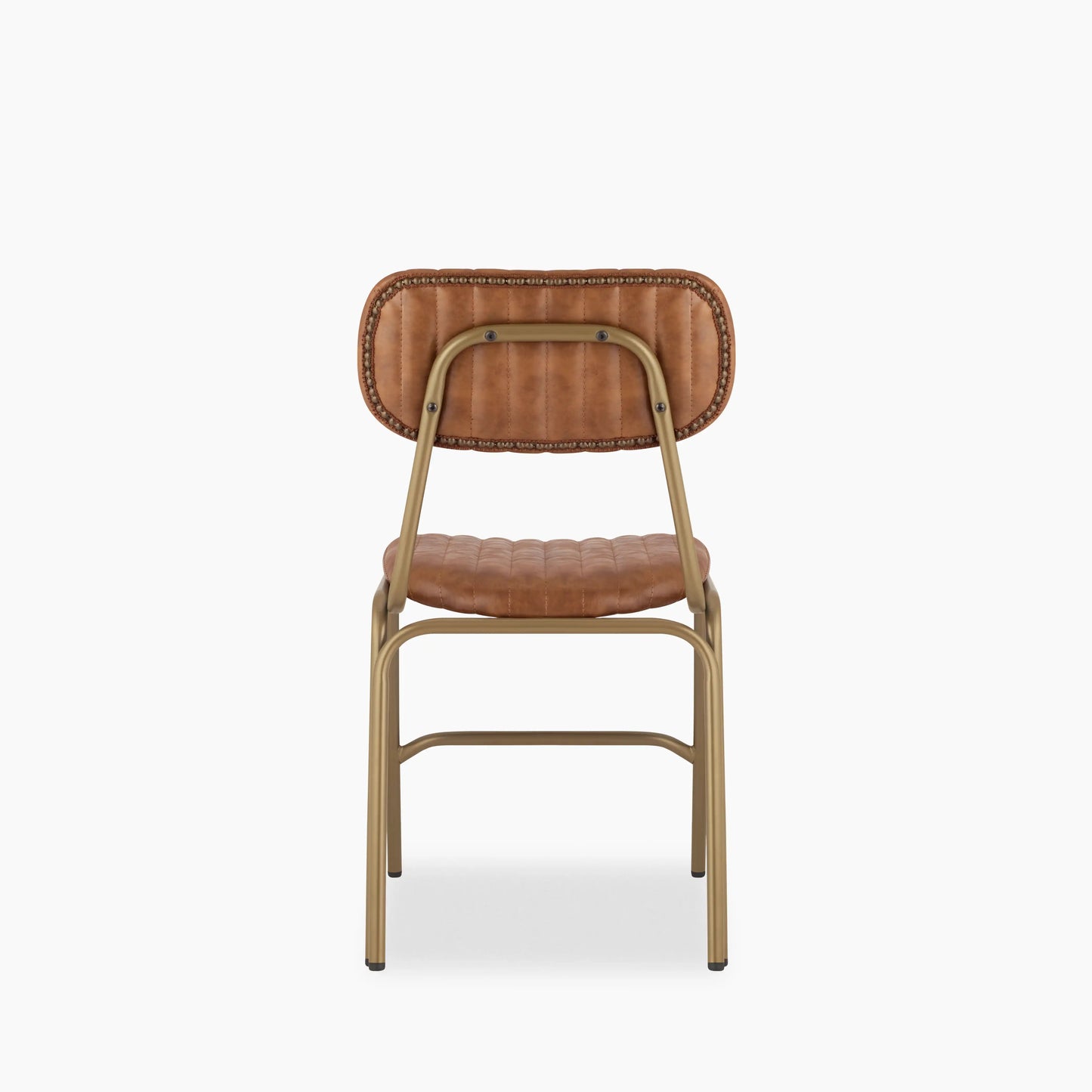 Boston Dining Chair | Vintage Tan Faux Leather & Brass