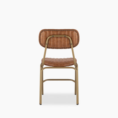 Boston Dining Chair | Vintage Tan Faux Leather & Brass