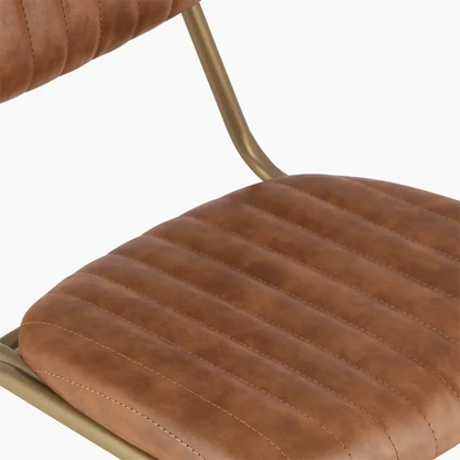 Boston Dining Chair | Vintage Tan Faux Leather & Brass