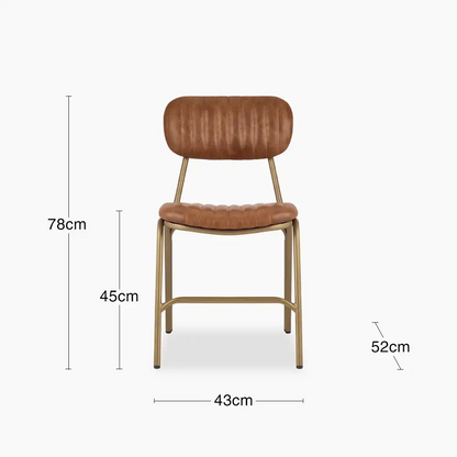 Boston Dining Chair | Vintage Tan Faux Leather & Brass