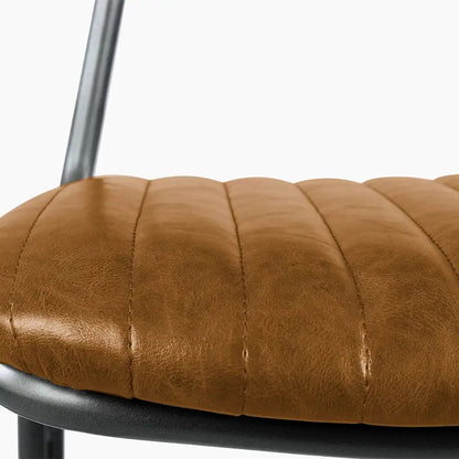 Boston Kitchen Stool With Backrest | Tan Faux Leather & Gunmetal