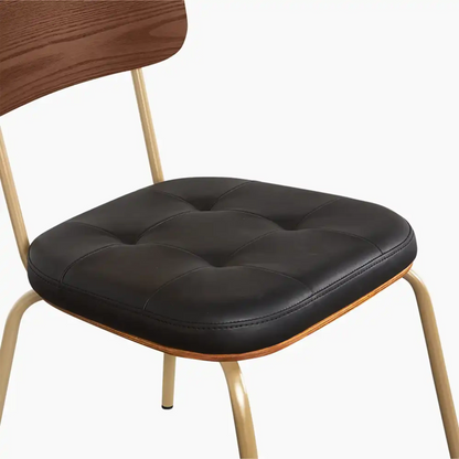 Maddox Stackable Dining Chair | Vintage Black Faux Leather & Brass