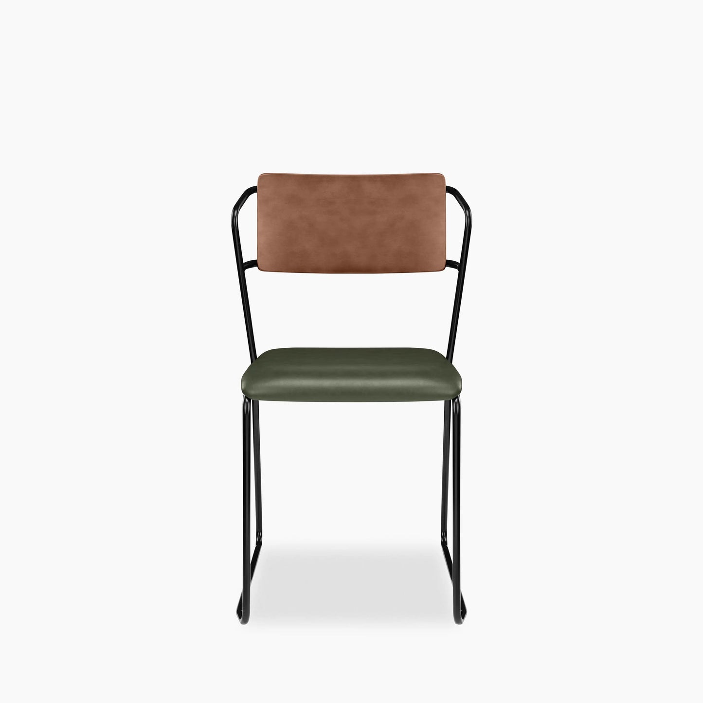 Kensal Stackable Dining Chair | Vintage Green Faux Leather & Black