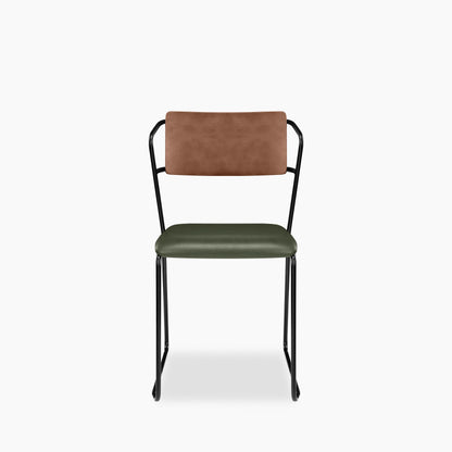 Kensal Stackable Dining Chair | Vintage Green Faux Leather & Black