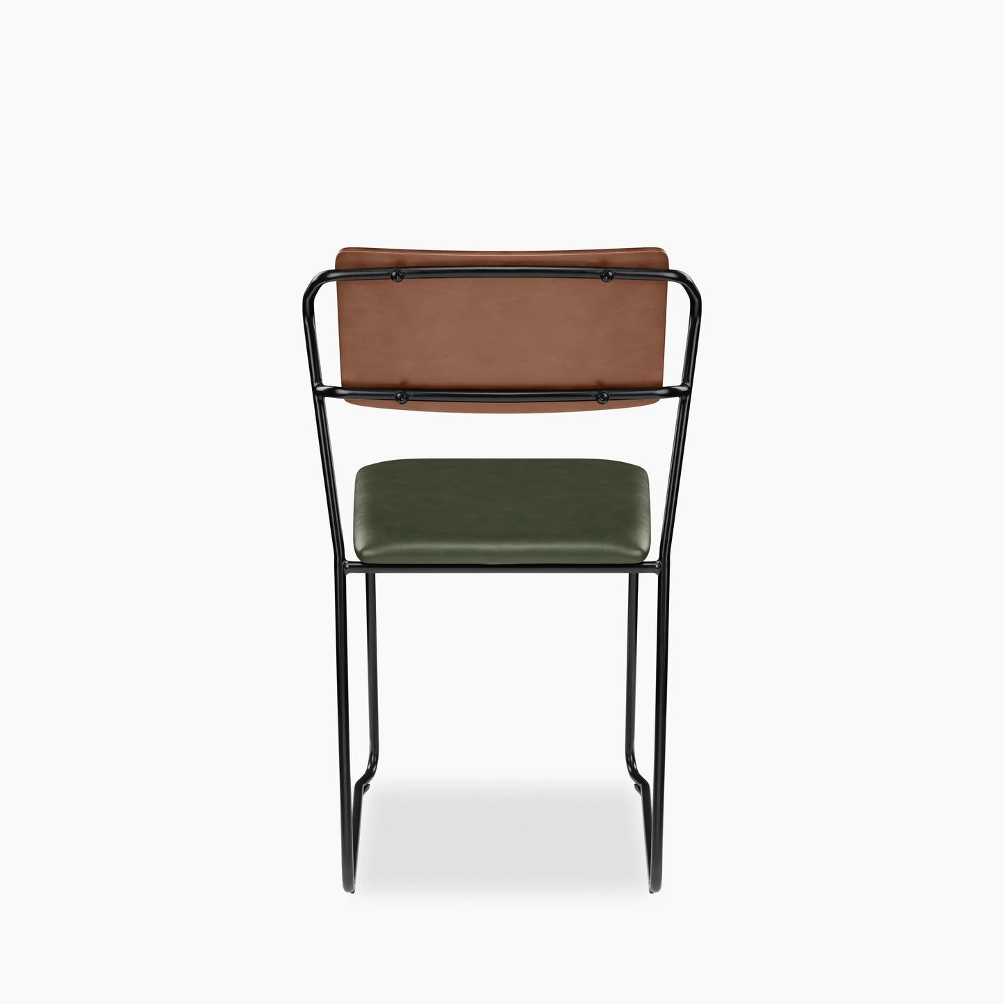 Kensal Stackable Dining Chair | Vintage Green Faux Leather & Black