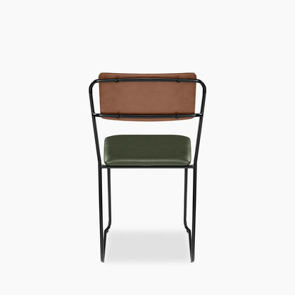 Kensal Stackable Dining Chair | Vintage Green Faux Leather & Black