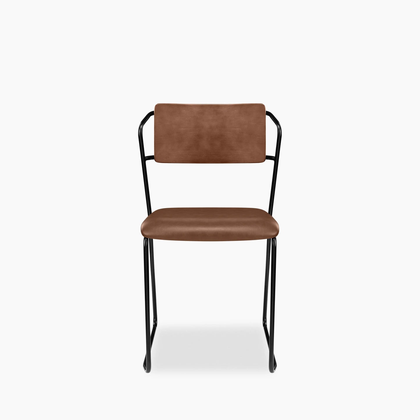 Kensal Stackable Dining Chair | Vintage Tan Faux Leather & Black