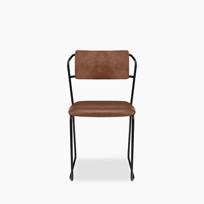 Kensal Stackable Dining Chair | Vintage Tan Faux Leather & Black