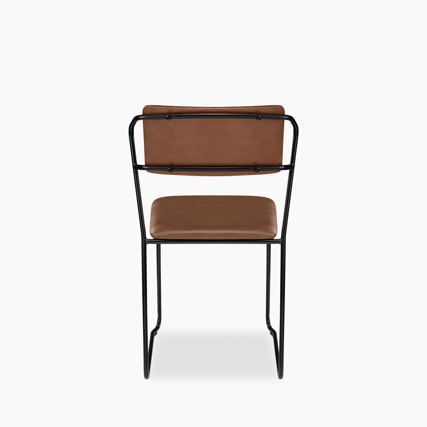 Kensal Stackable Dining Chair | Vintage Tan Faux Leather & Black