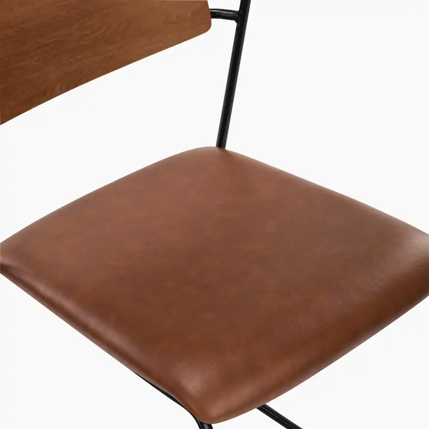 Kensal Stackable Dining Chair | Vintage Tan Faux Leather & Black