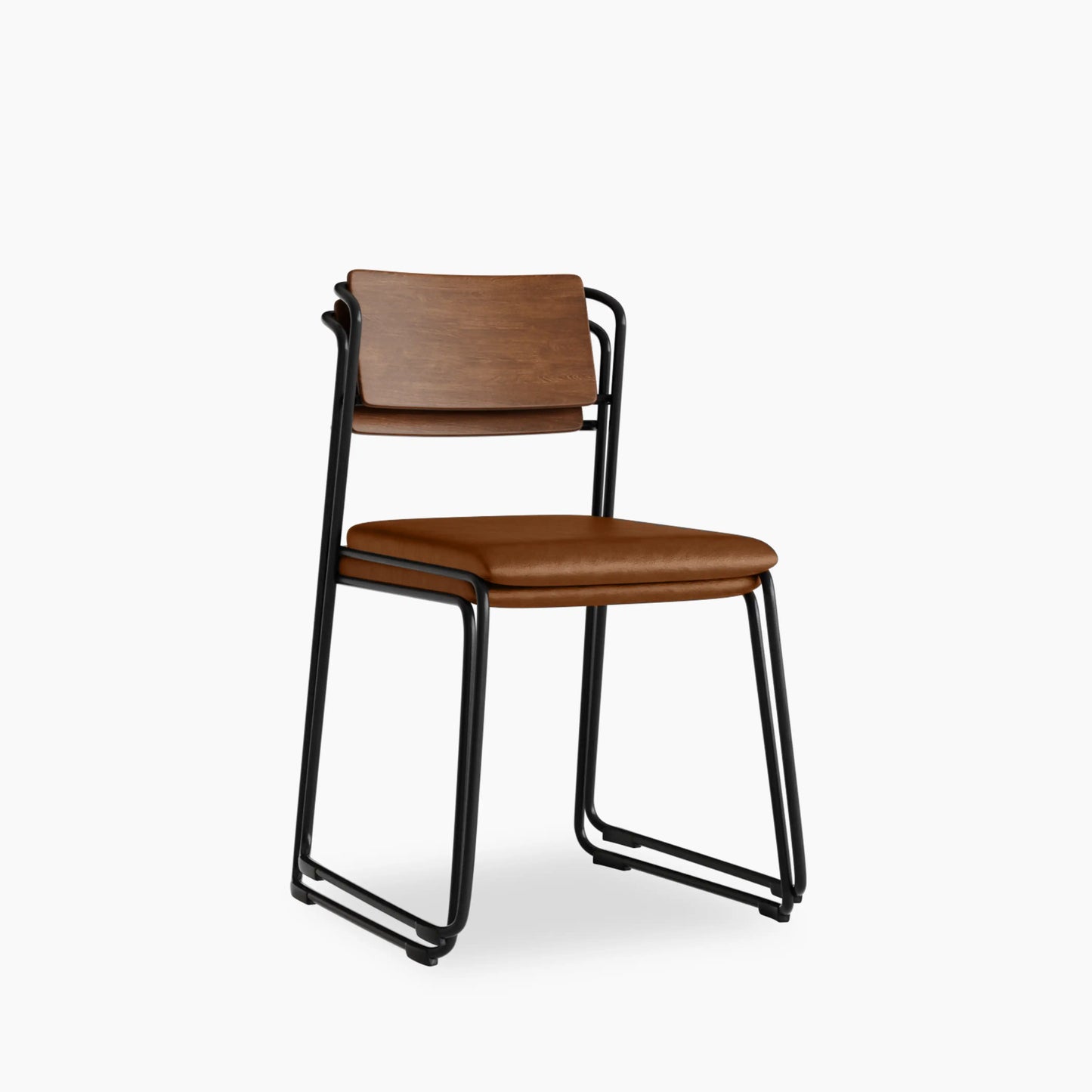 Kensal Stackable Dining Chair | Vintage Tan Faux Leather & Black