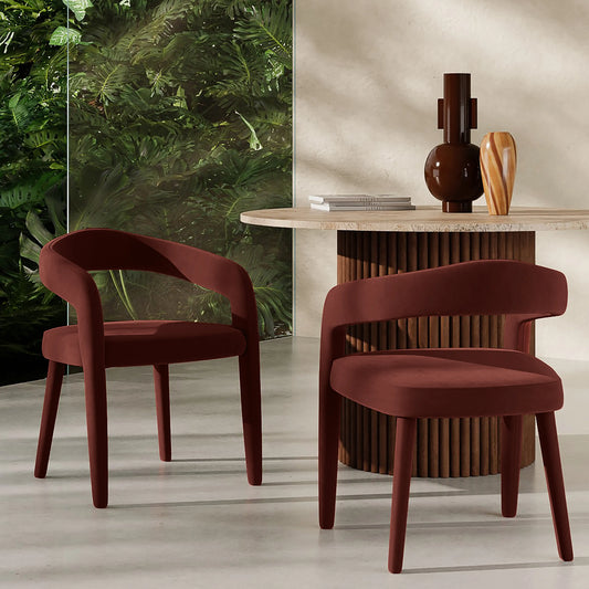 Ophelia Carver Dining Chair | Rust Red Sustainable Velvet