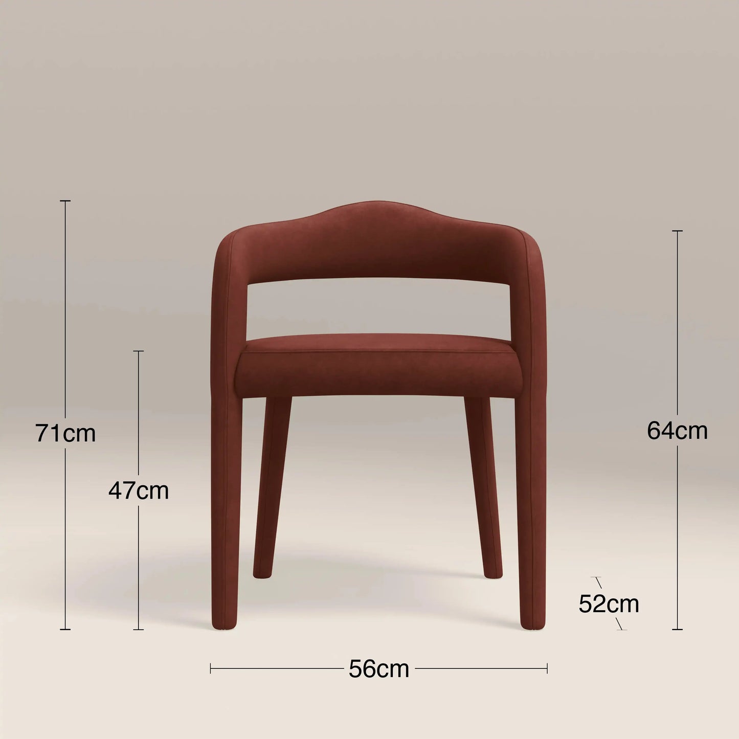 Ophelia Carver Dining Chair | Rust Red Sustainable Velvet