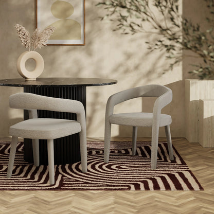 Ophelia Carver Dining Chair | Speckled Stone Sustainable Boucle