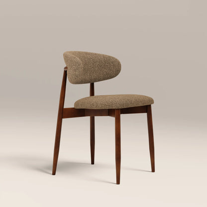 Halston Wooden Dining Chair | Speckled Cappuccino Boucle & Walnut