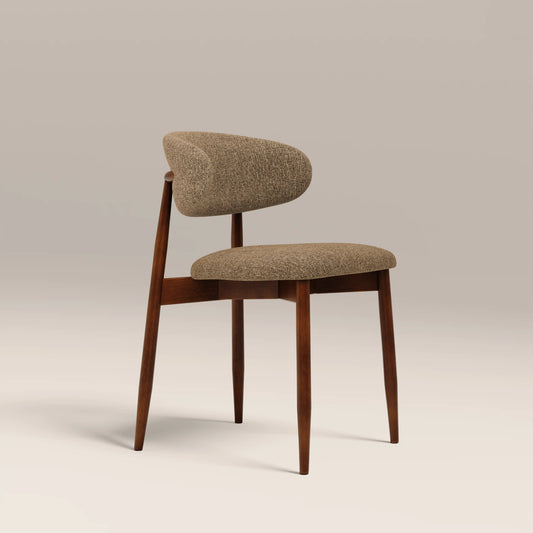 Halston Wooden Dining Chair | Speckled Cappuccino Boucle & Walnut