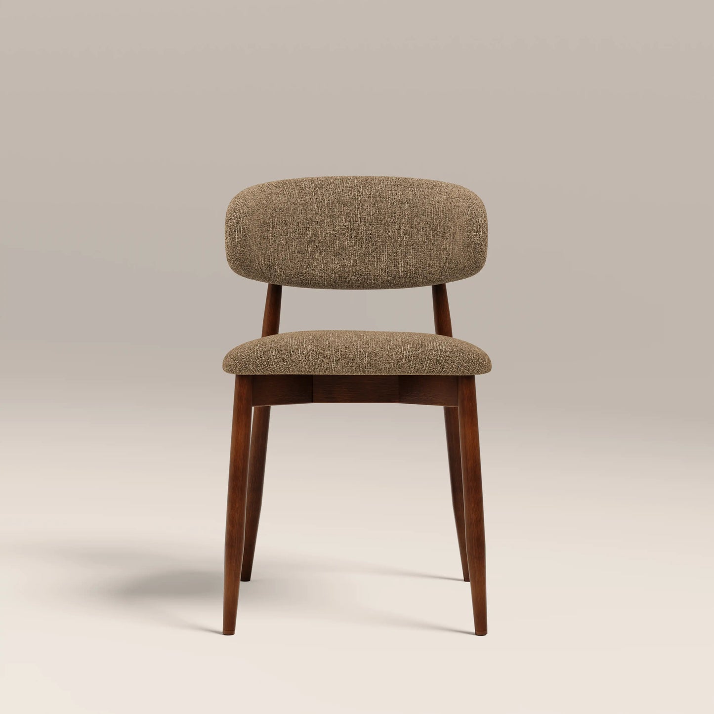 Halston Wooden Dining Chair | Speckled Cappuccino Boucle & Walnut