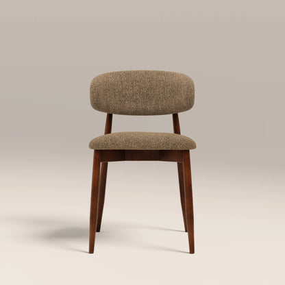 Halston Wooden Dining Chair | Speckled Cappuccino Boucle & Walnut