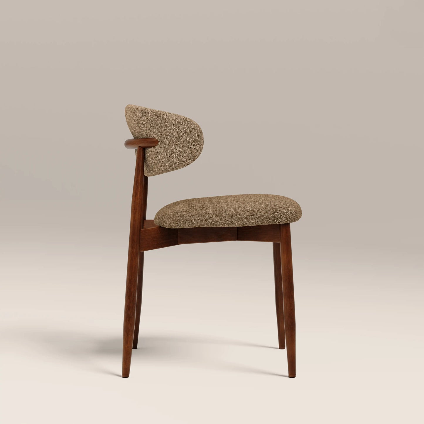 Halston Wooden Dining Chair | Speckled Cappuccino Boucle & Walnut