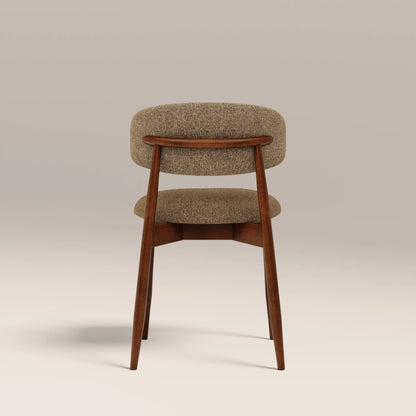 Halston Wooden Dining Chair | Speckled Cappuccino Boucle & Walnut