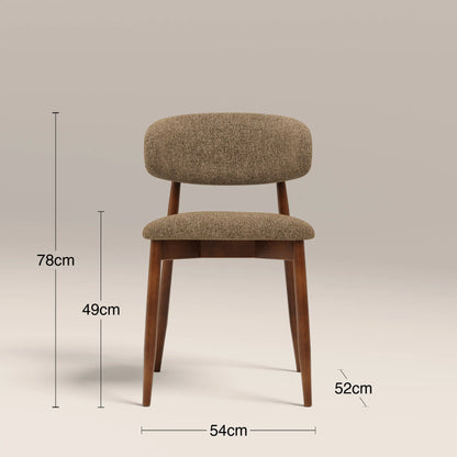 Halston Wooden Dining Chair | Speckled Cappuccino Boucle & Walnut