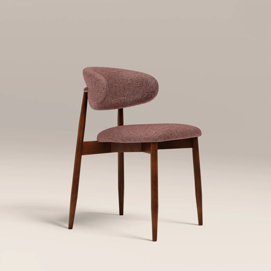 Halston Wooden Dining Chair | Speckled Berry Red Boucle & Walnut