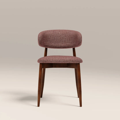 Halston Wooden Dining Chair | Speckled Berry Red Boucle & Walnut