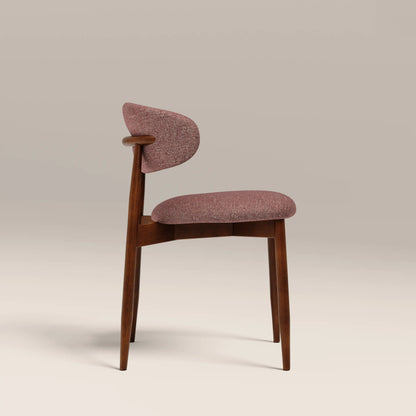 Halston Wooden Dining Chair | Speckled Berry Red Boucle & Walnut