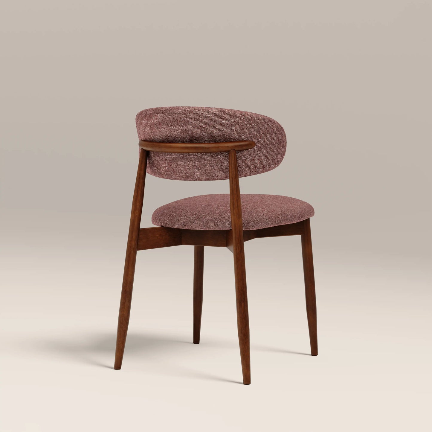 Halston Wooden Dining Chair | Speckled Berry Red Boucle & Walnut