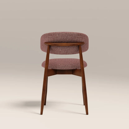 Halston Wooden Dining Chair | Speckled Berry Red Boucle & Walnut
