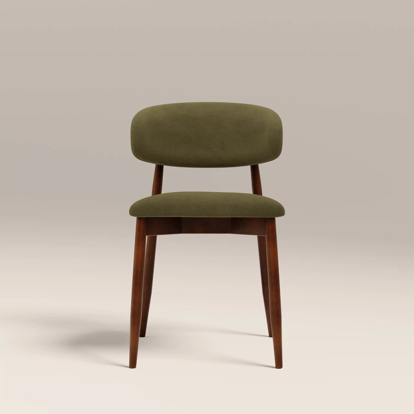 Halston Wooden Dining Chair | Moss Green Sustainable Mohair Velvet & Walnut
