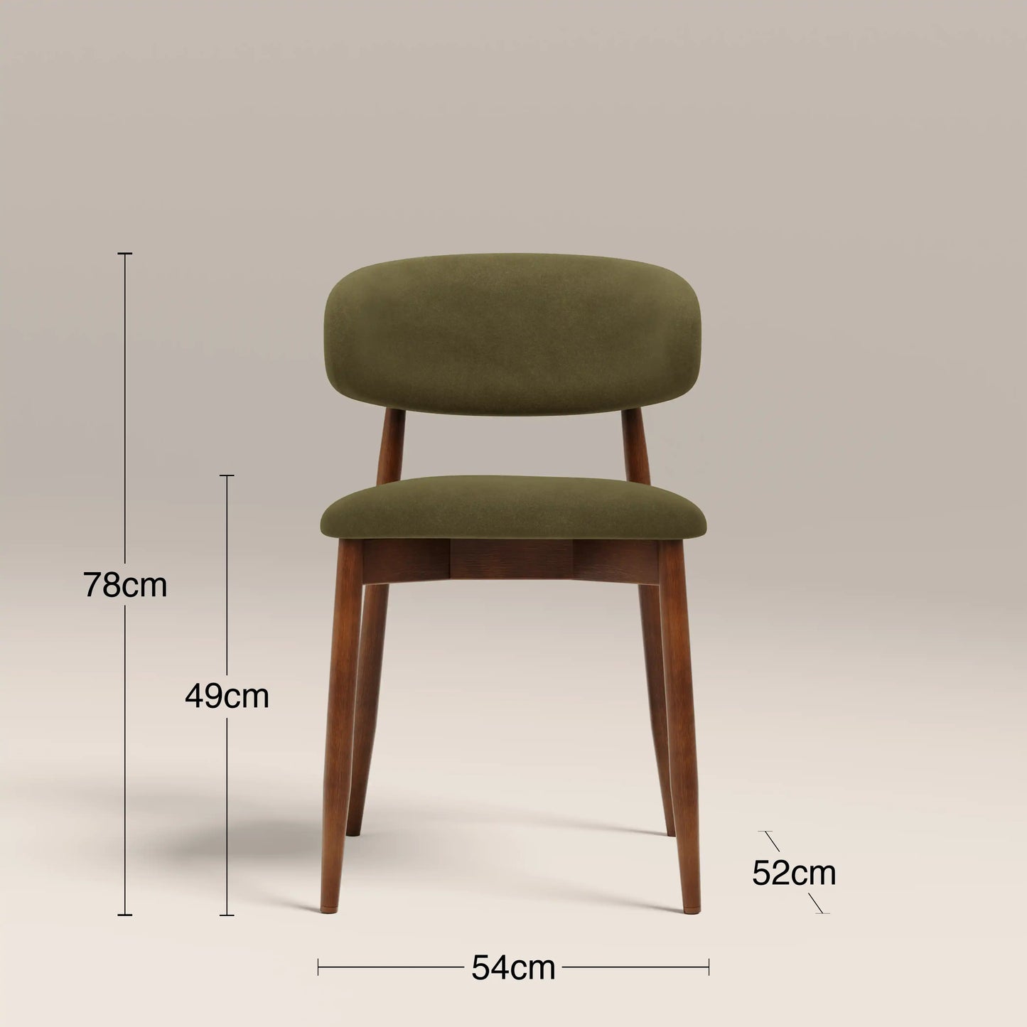 Halston Wooden Dining Chair | Moss Green Sustainable Mohair Velvet & Walnut