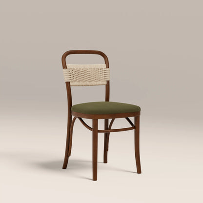 Daisy Wooden Dining Chair | Olive Green Sustainable Velvet & Walnut