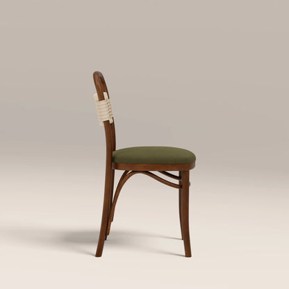 Daisy Wooden Dining Chair | Olive Green Sustainable Velvet & Walnut