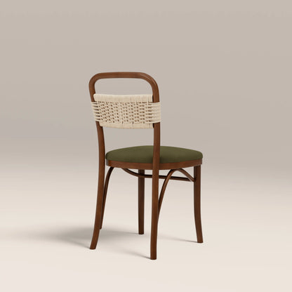 Daisy Wooden Dining Chair | Olive Green Sustainable Velvet & Walnut