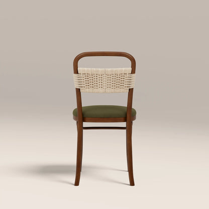 Daisy Wooden Dining Chair | Olive Green Sustainable Velvet & Walnut