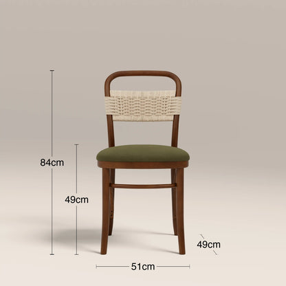 Daisy Wooden Dining Chair | Olive Green Sustainable Velvet & Walnut