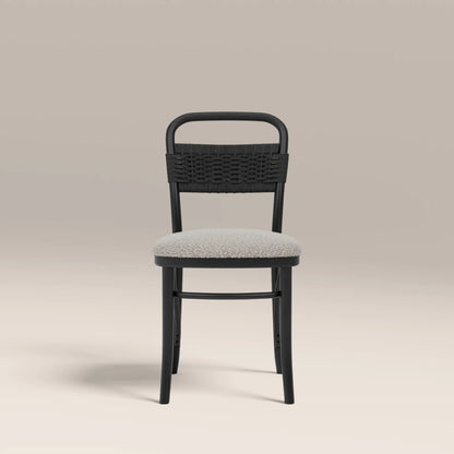 Daisy Wooden Dining Chair |  Speckled Stone Sustainable Boucle & Black