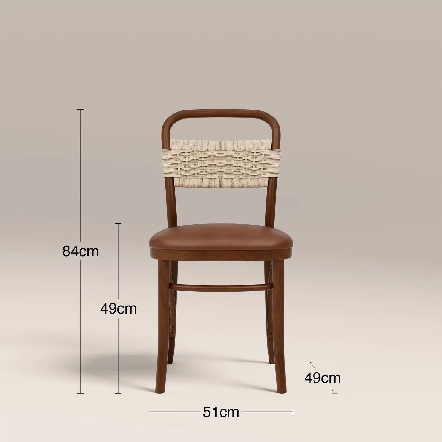 Daisy Wooden Dining Chair  | Vintage Tan Faux Leather & Walnut