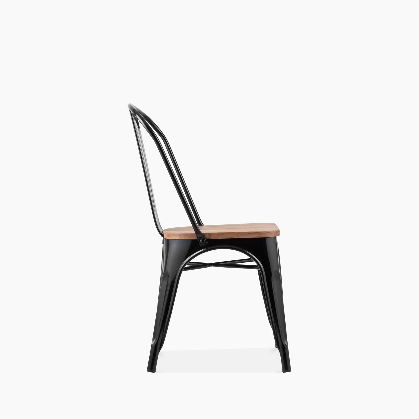 Tolix Style Stackable Dining Chair | Oak & Black